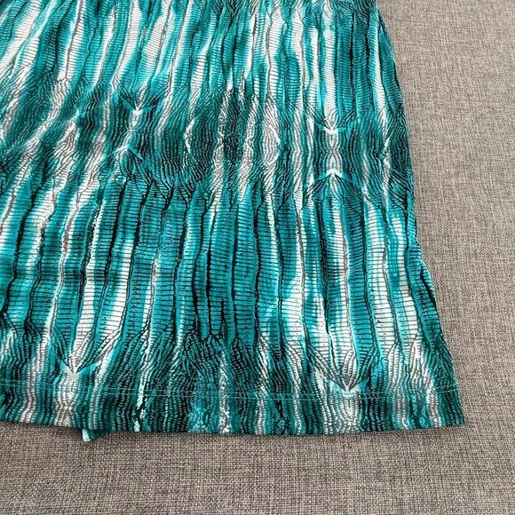 BCBG Maxazria faux Wrap Dress Teal Sleeveless Small V-Neckline Tie Side Stretchy - Picture 13 of 14